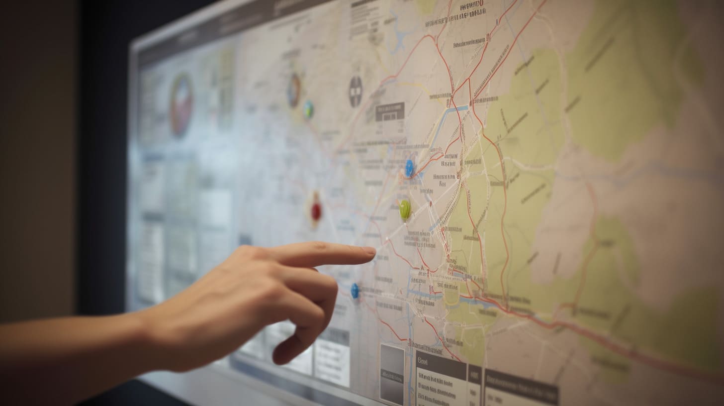 Plano de evacuación “Usted está aquí” con rutas de emergencia y señalización conforme a UNE 23032